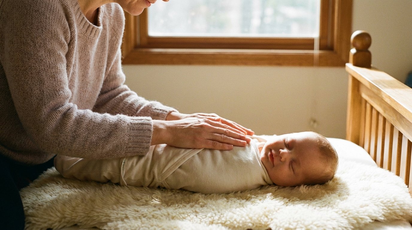 Alexis Janson ostéopathe réalisant une technique douce sur un bébé souffrant de reflux