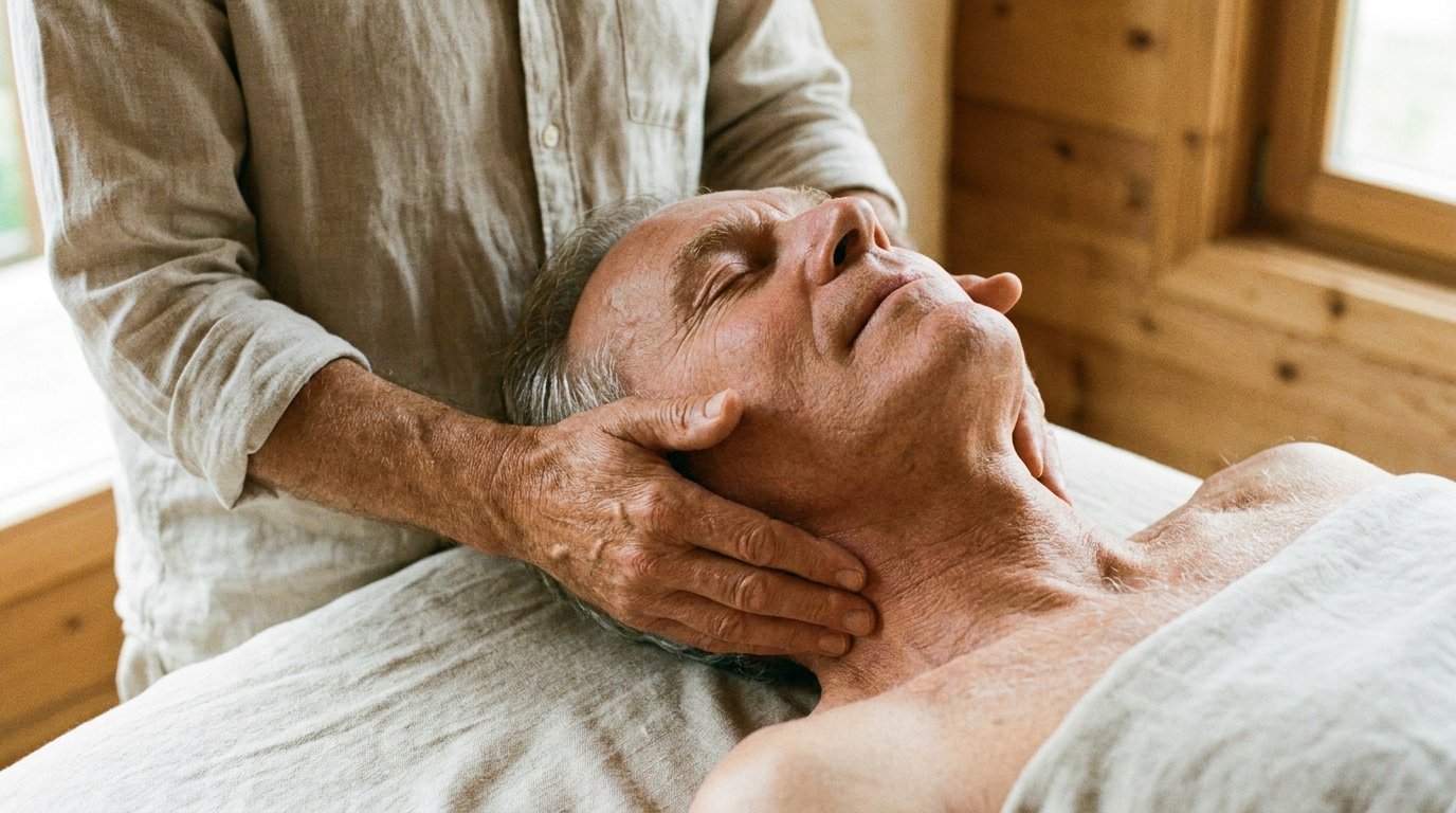 Traitement ostéopathique des cervicales à Sevran — mobilisation douce des vertèbres cervicales et des épaules